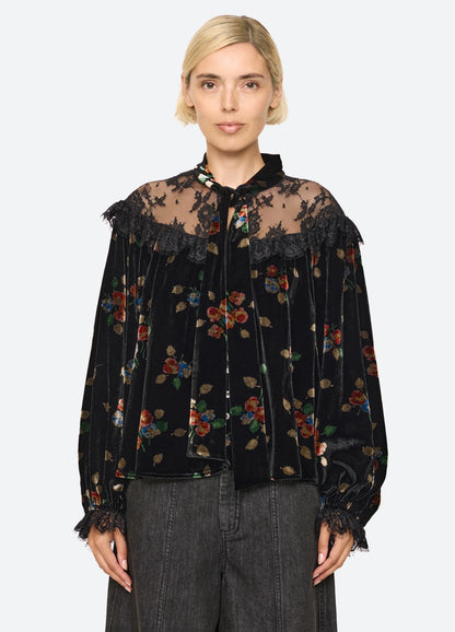 SEA NY Leda Tie Neck Top