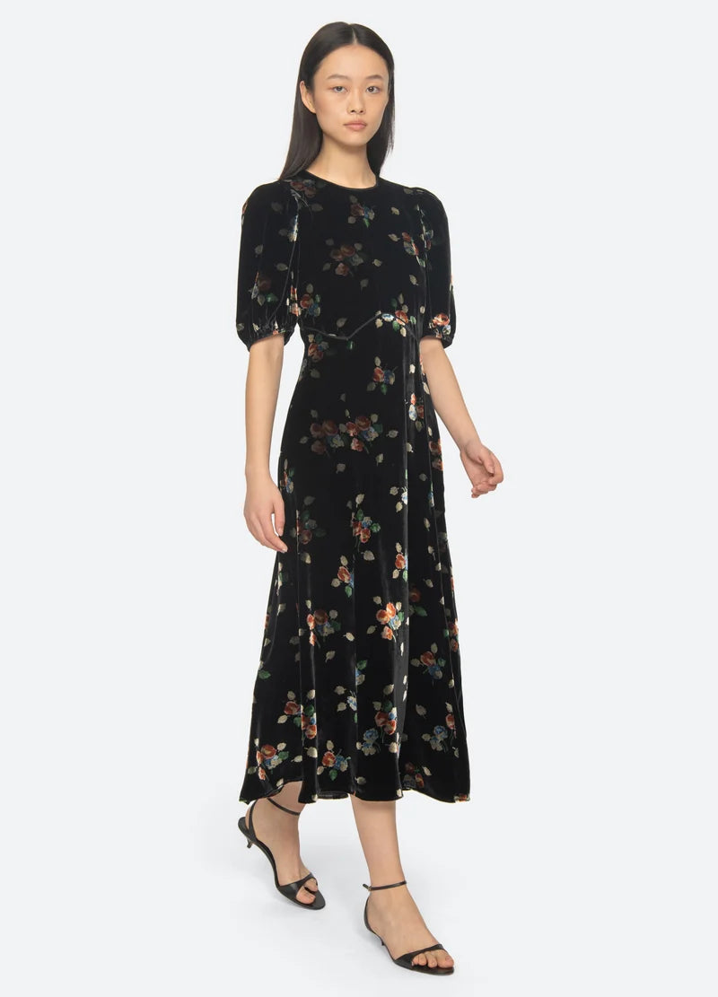 SEA NY Leda Puff Sleeve Midi Dress