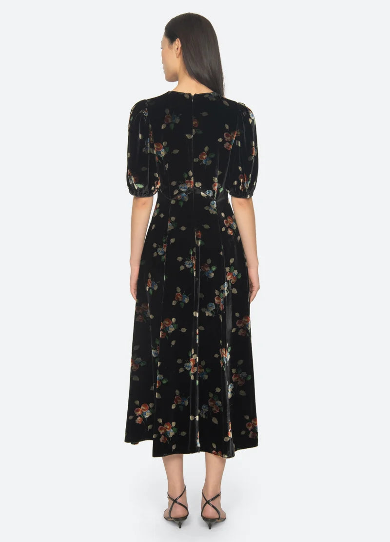 SEA NY Leda Puff Sleeve Midi Dress