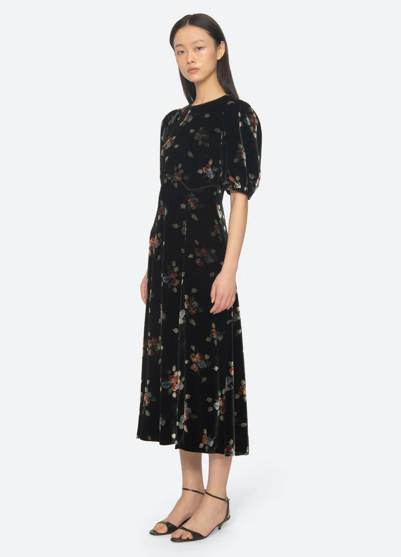 SEA NY Leda Puff Sleeve Midi Dress