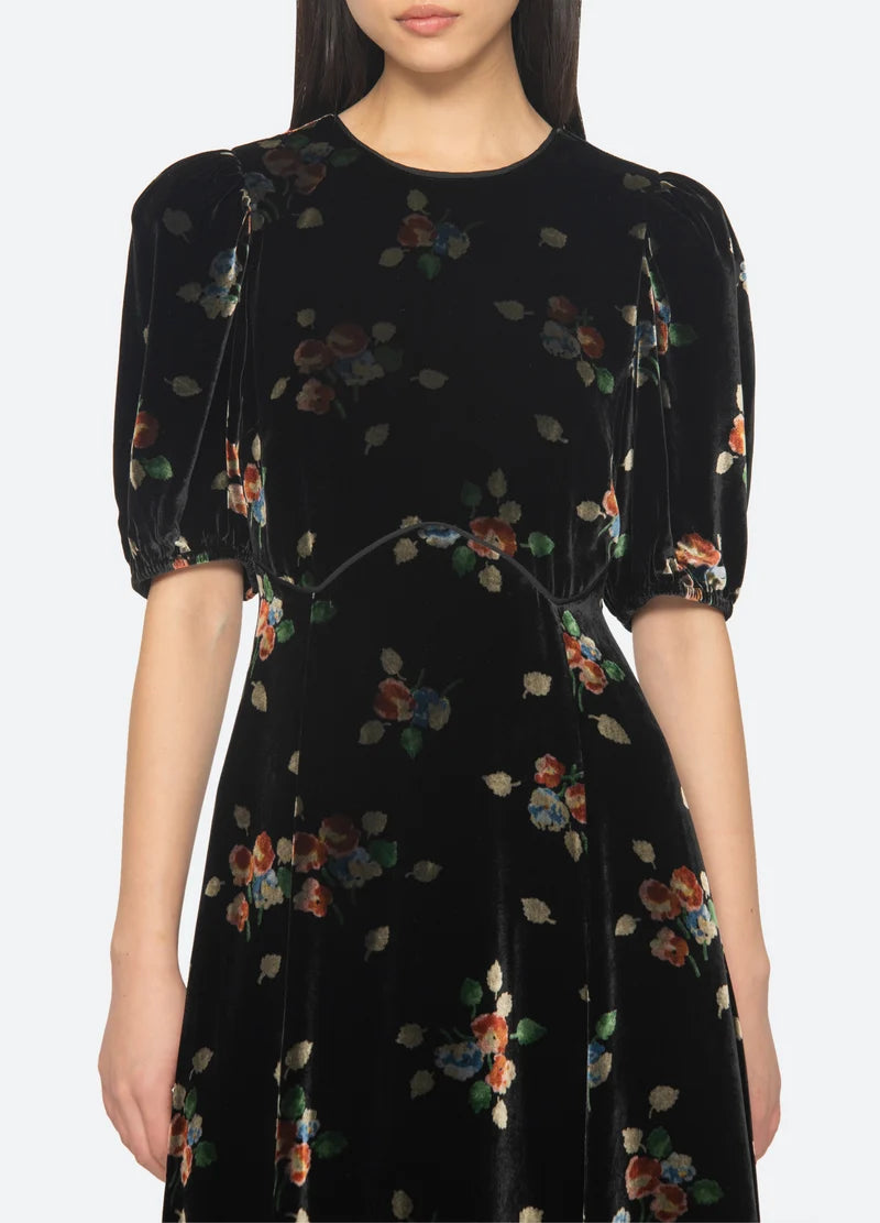 SEA NY Leda Puff Sleeve Midi Dress
