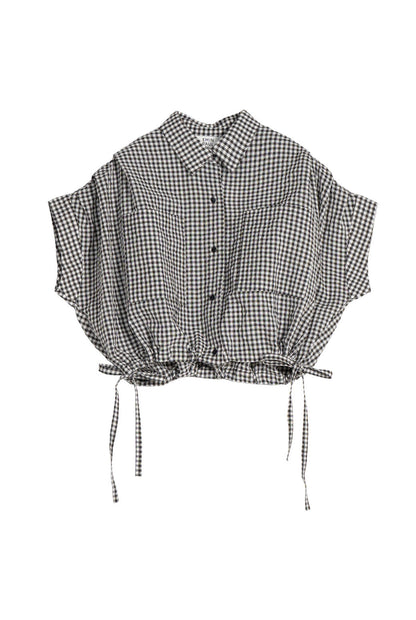 Emin + Paul Cropped Pleated Sleeve Blouse
