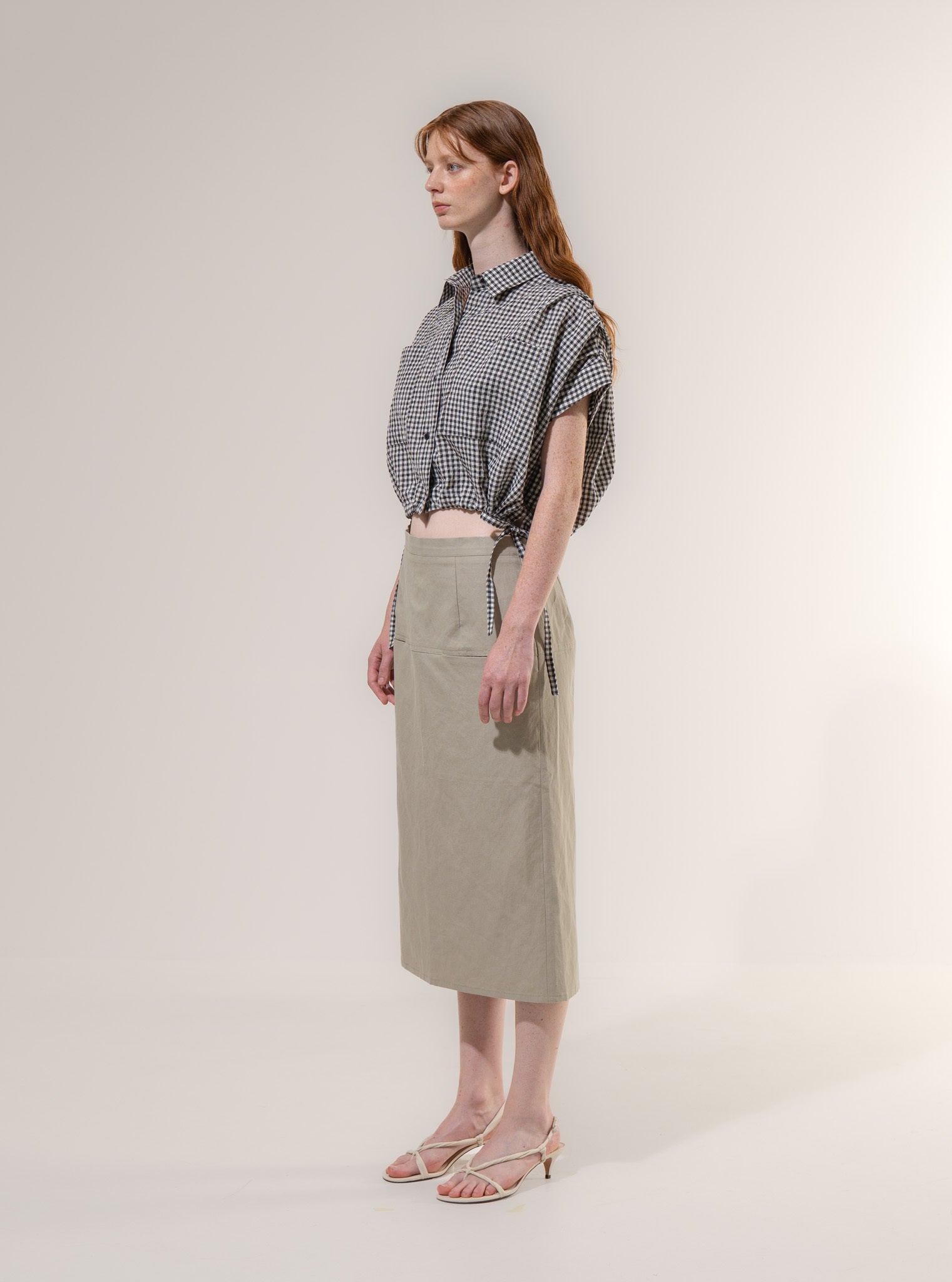 Emin + Paul Cropped Pleated Sleeve Blouse
