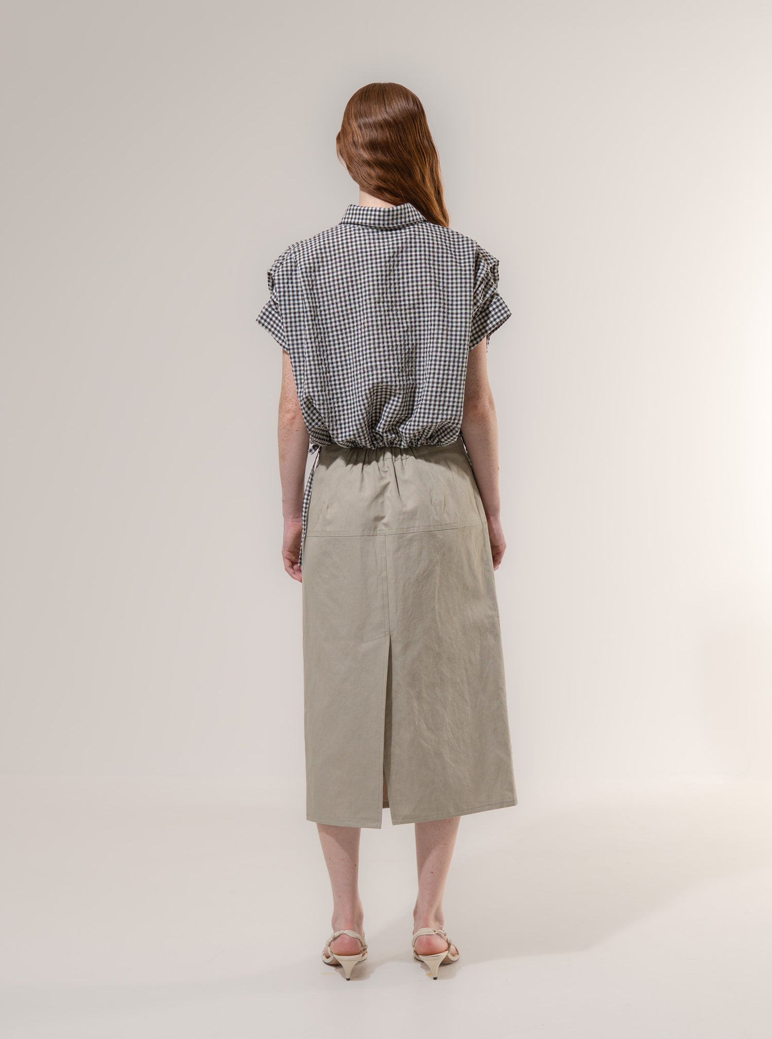 Emin + Paul Cropped Pleated Sleeve Blouse