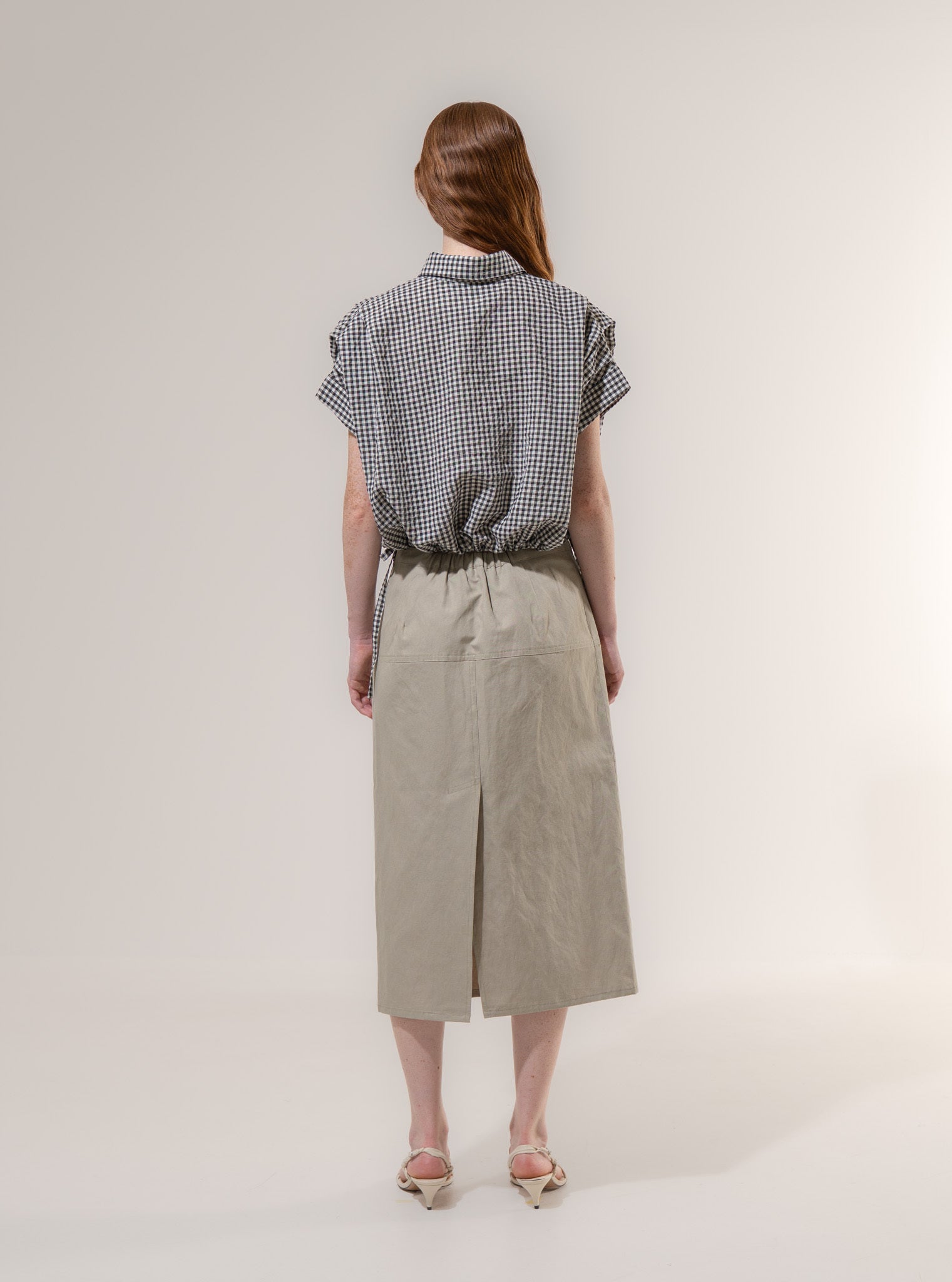 Emin + Paul Cropped Pleated Sleeve Blouse