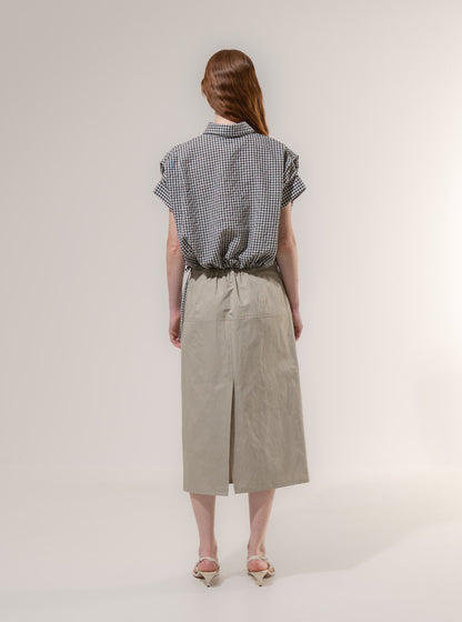 Emin + Paul Cropped Pleated Sleeve Blouse