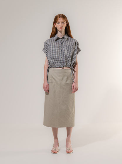 Emin + Paul Cropped Pleated Sleeve Blouse