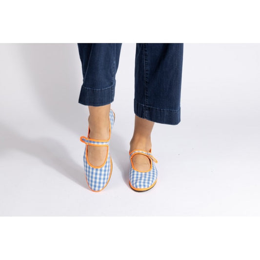 Drogheria Crivellini Papusse Soft Sky Gingham+Orange Fluo