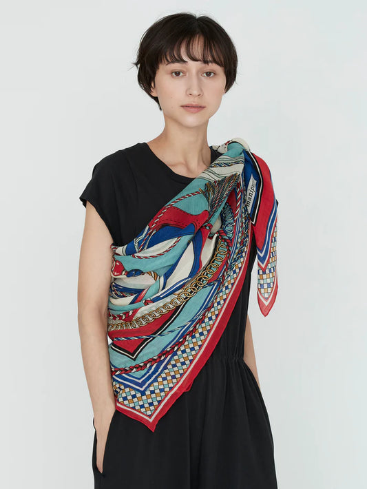 Manipuri COTTON SILK SHAWL Tangled Belt red