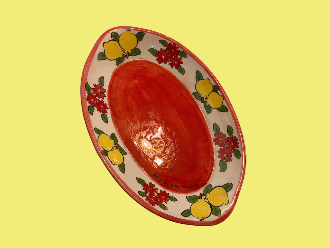 Feeling Good Inside Ceramic Red Boat Shaped Plate