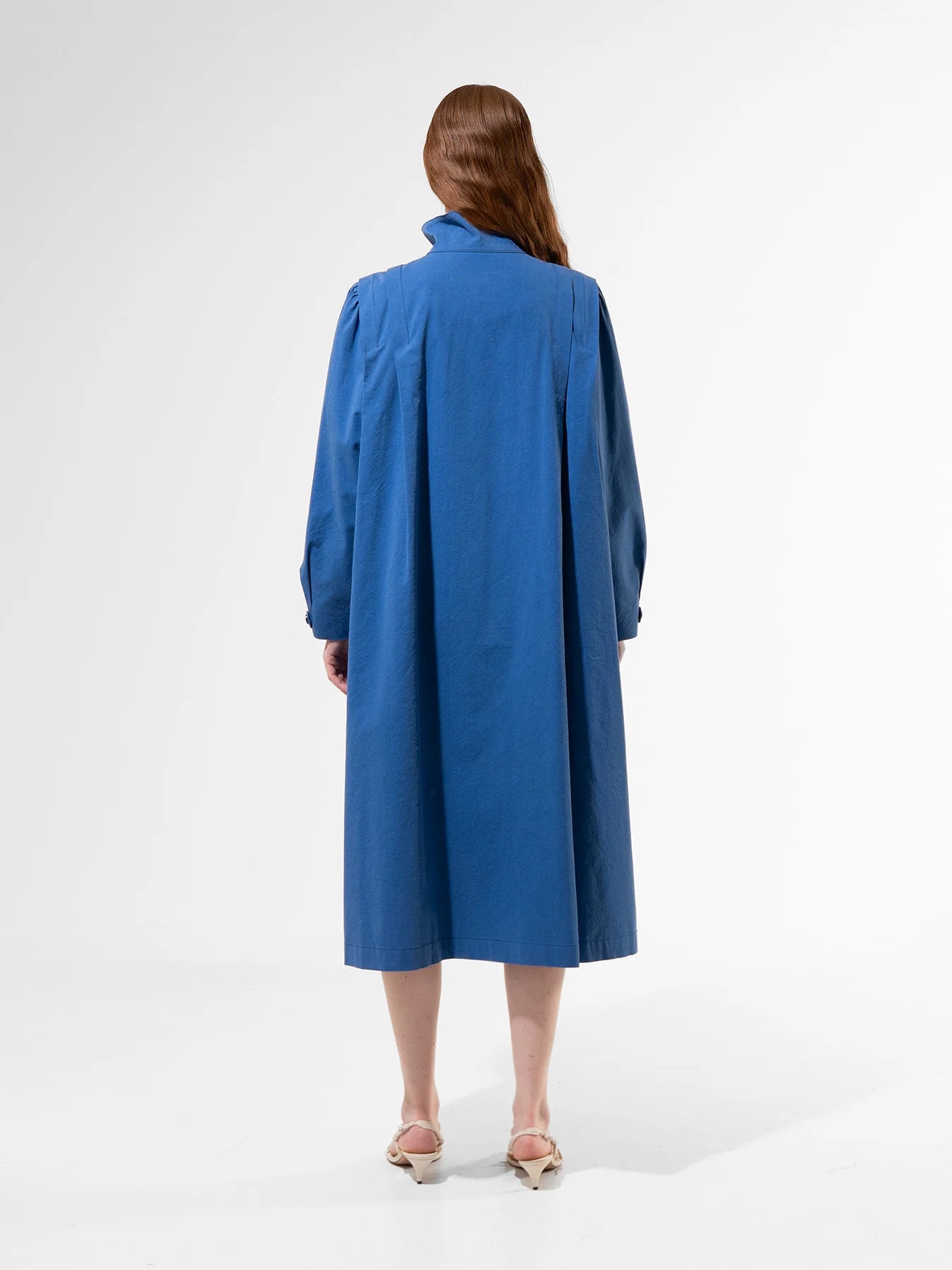 Emin + Paul Blue Pleated Shoulder Coat