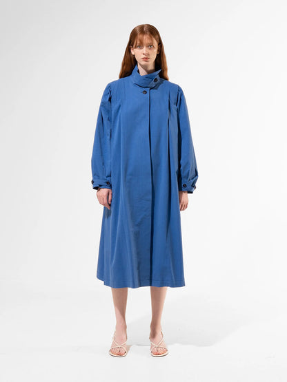 Emin + Paul Blue Pleated Shoulder Coat
