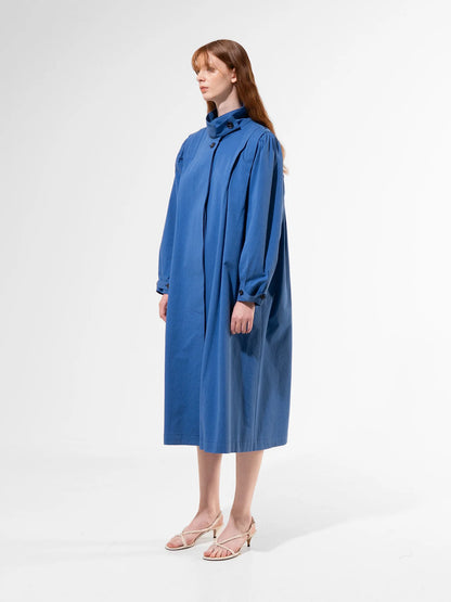 Emin + Paul Blue Pleated Shoulder Coat