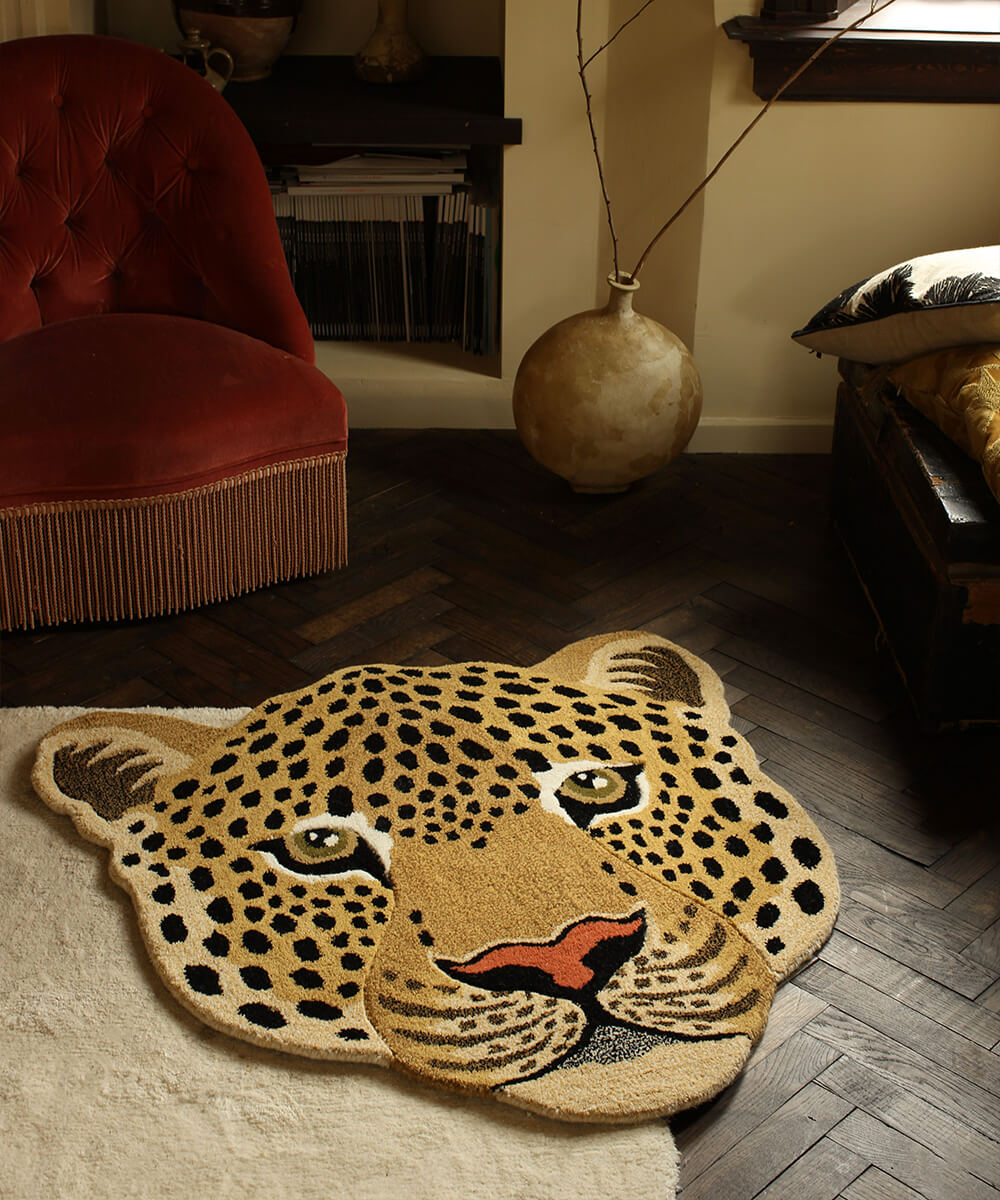 Doing Goods Himani Leopard Head Rug Large