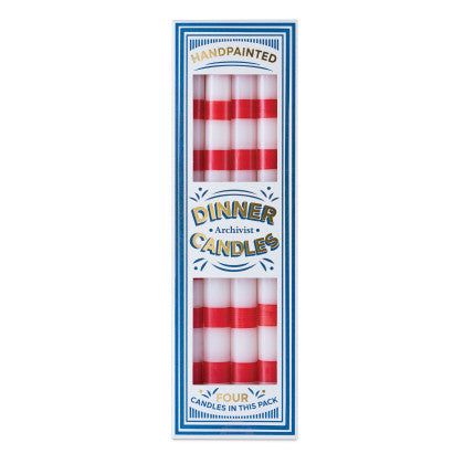 Archivist DC005 Red  Stripe Dinner Candle Box of 4