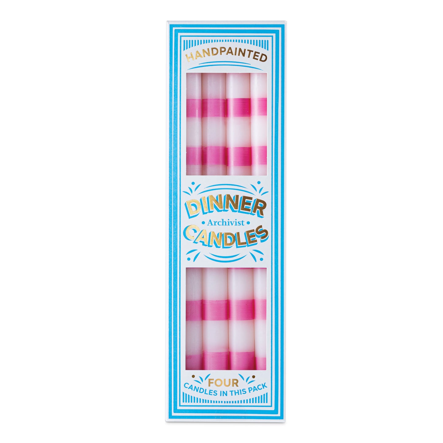 Archivist DC006 Pink Stripe Dinner Candle Box of 4