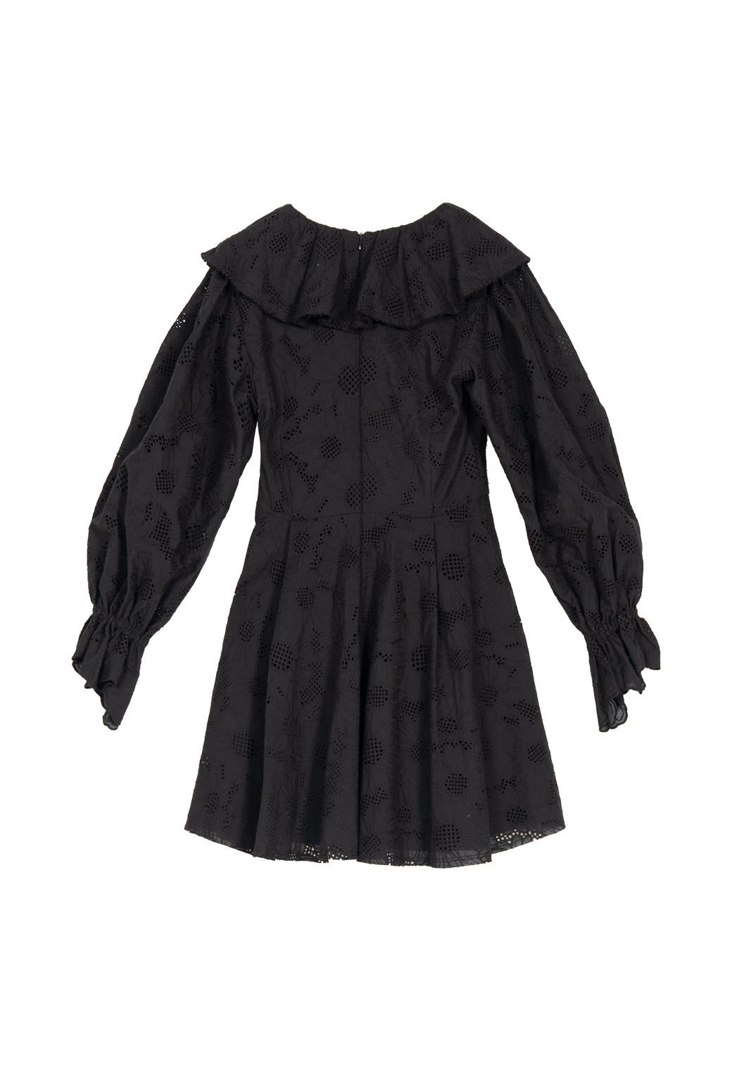 Emin + Paul Black-Lace Ruffle Collar Mini Dress