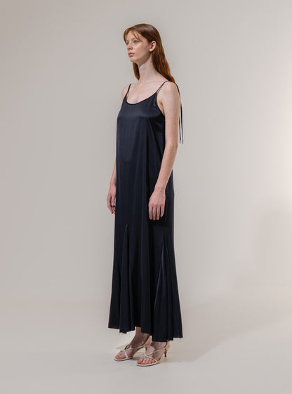 Emin + Paul Satin Sleeveless Long Dress