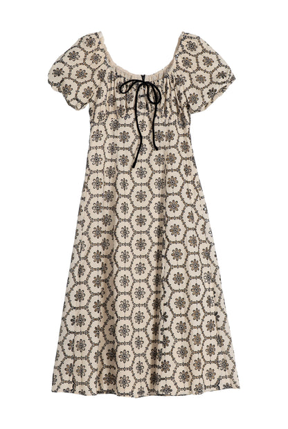 Emin + Paul Shirred Puff Sleeve Dress