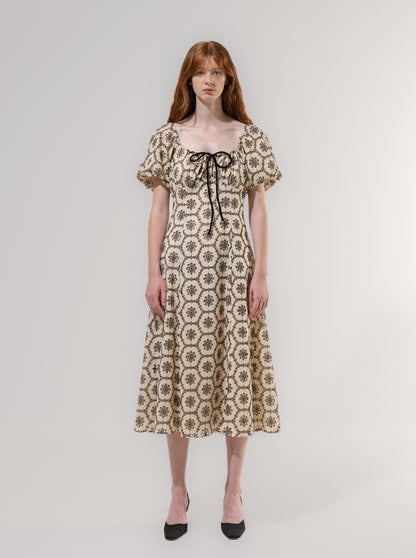 Emin + Paul Shirred Puff Sleeve Dress
