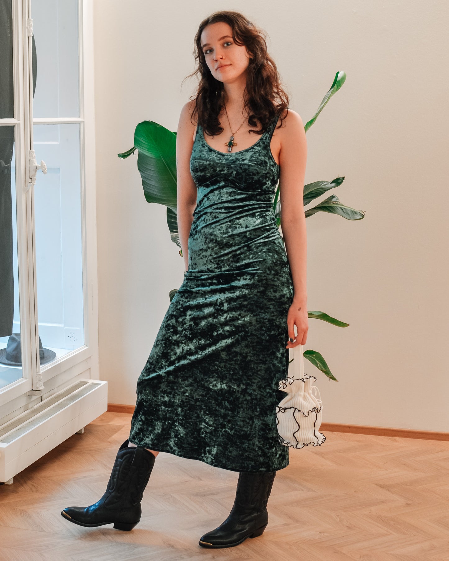 Simone Wild Velvet Bra Dress- Emerald