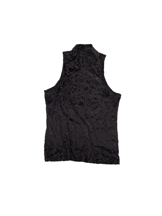 Simone Wild Rose Devore Print High Neck Top
