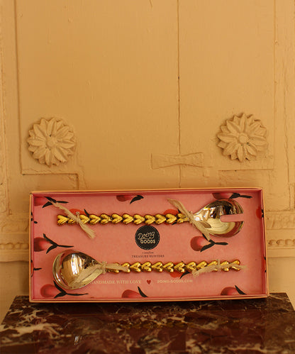 Doing Goods Holly Heart Salad Server Set in Giftbox