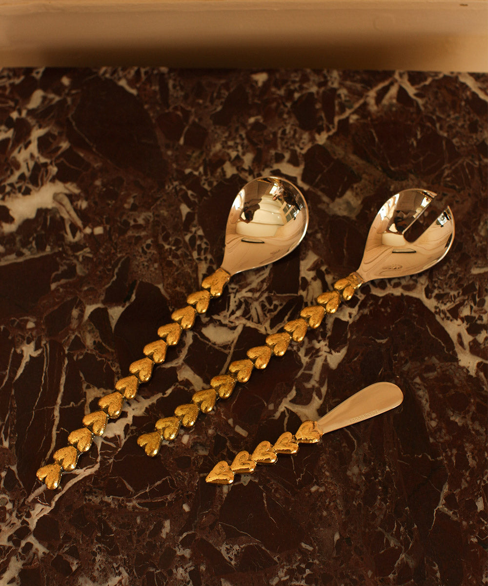 Doing Goods Holly Heart Salad Server Set in Giftbox