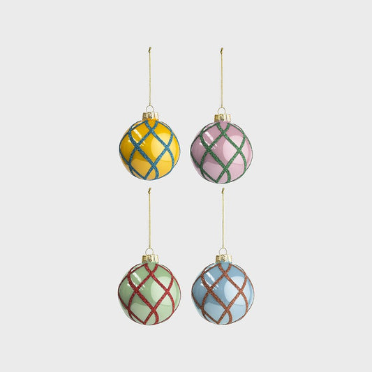 &Klevering Ornament Criss Cross Set of 4