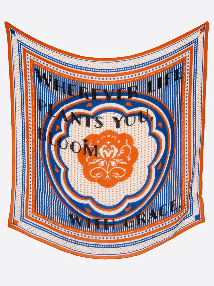 Manipuri COTTON SILK SHAWL Daisy 120x120 orange