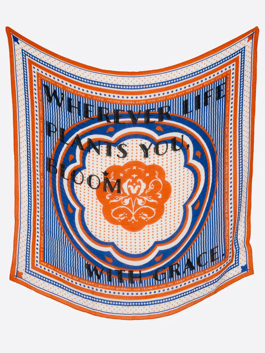 Manipuri COTTON SILK SHAWL Daisy 120x120 orange