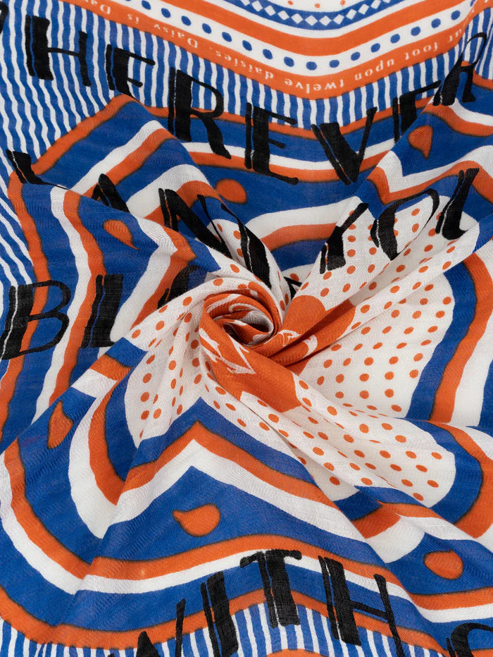 Manipuri COTTON SILK SHAWL Daisy 120x120 orange