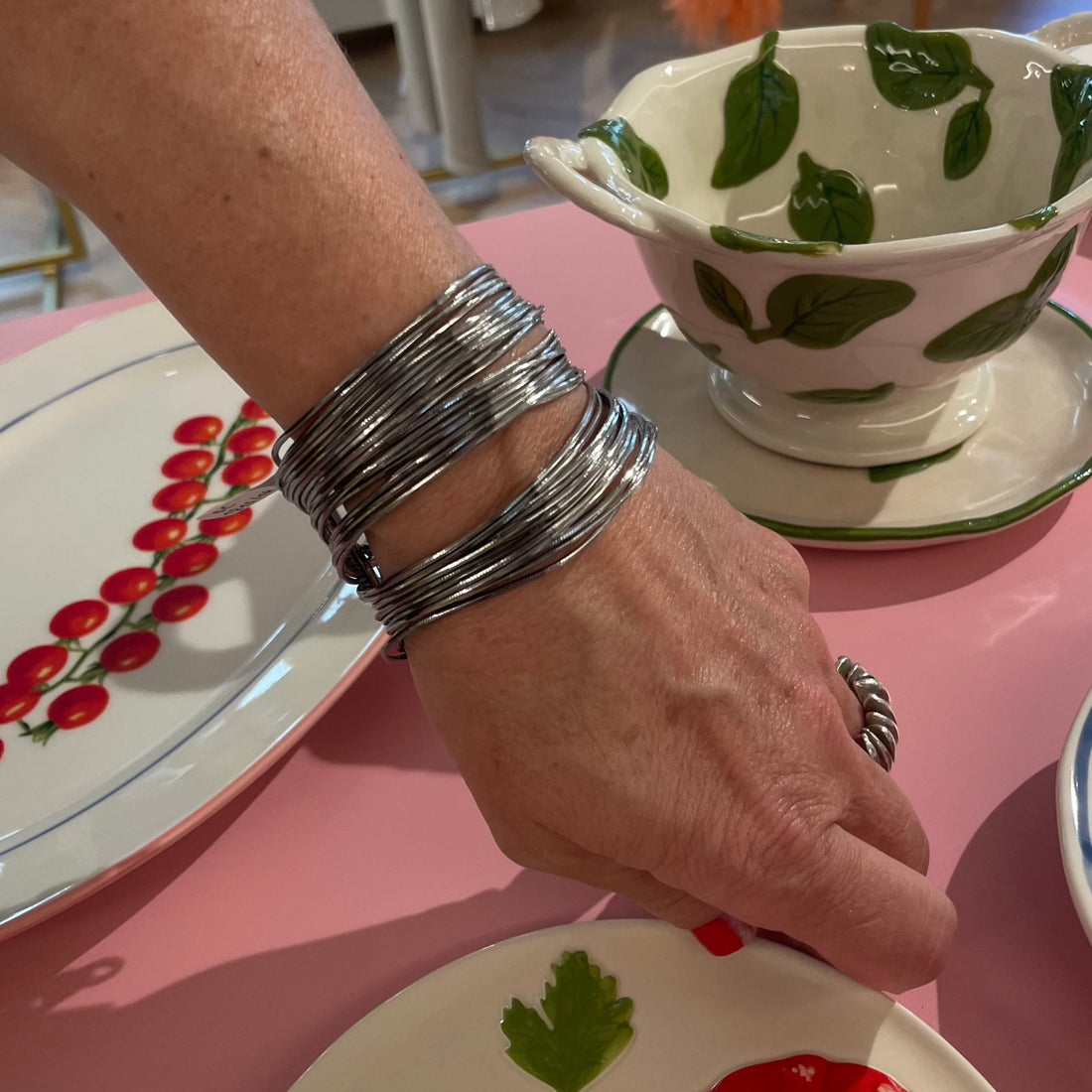 Iosselliani BC 181S/14 SS Multiwire Silver Brass Flat Bracelet