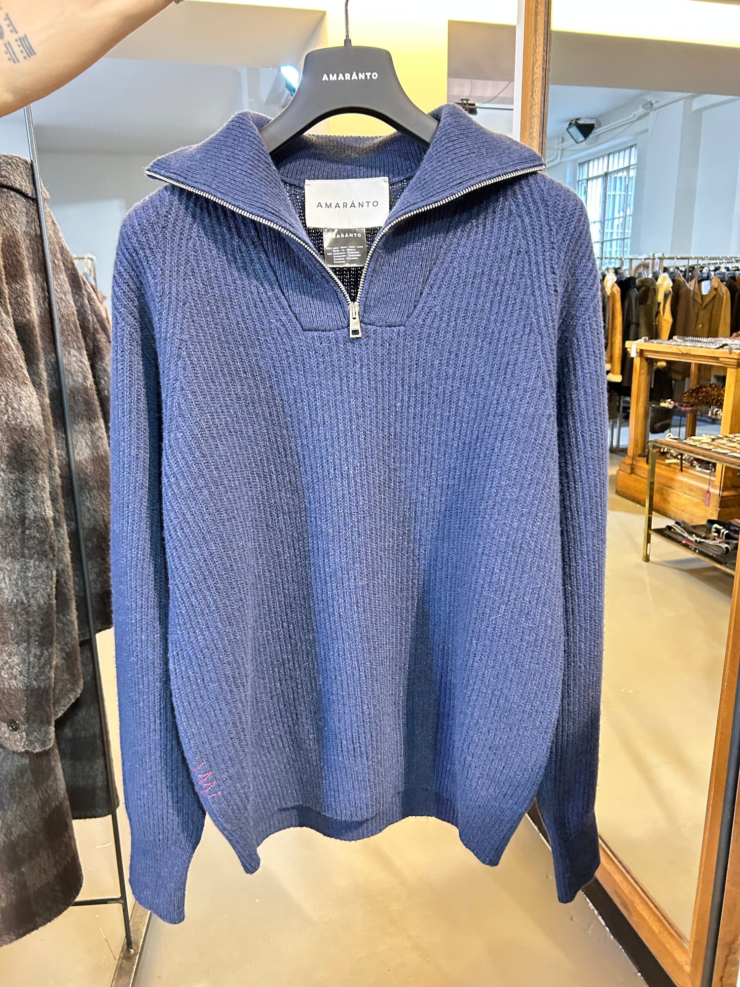 AMARÀNTO Knitted Quarter Zip Sweater