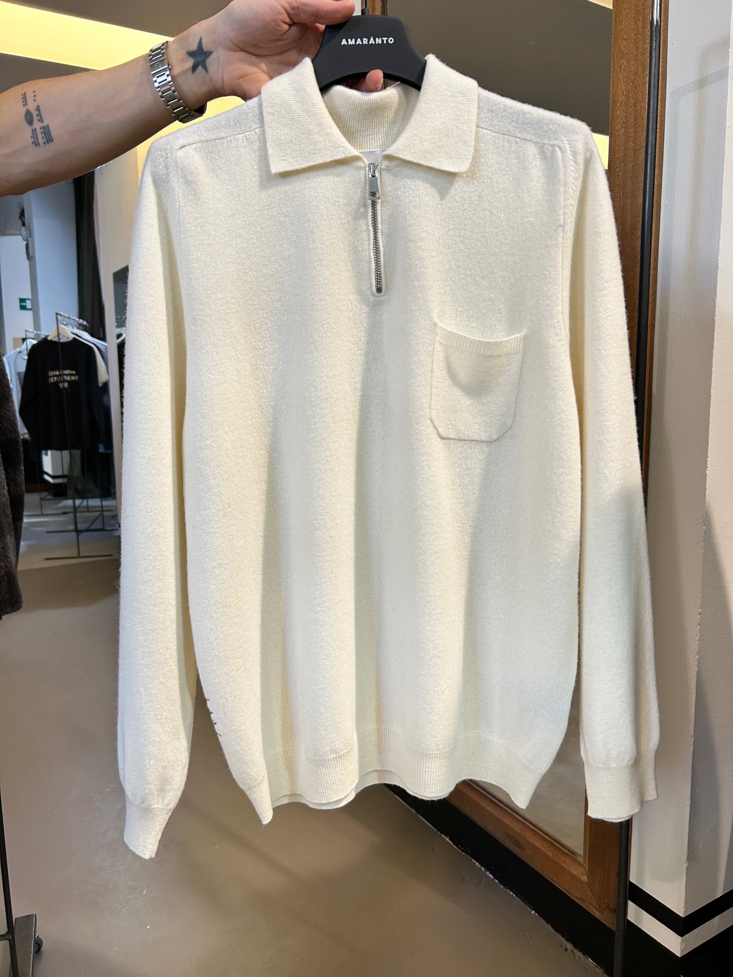 AMARÀNTO Knitted Quarter Zip Sweater