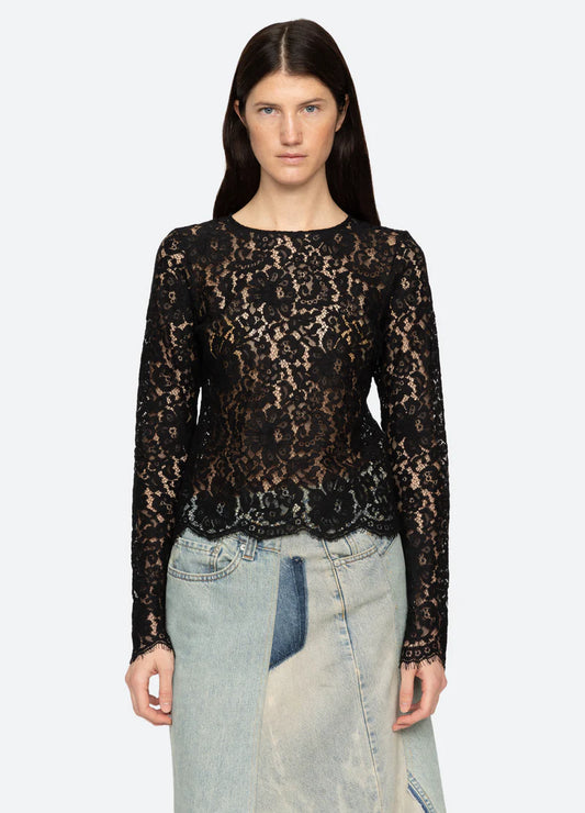 SEA NY Suzy Lace Longsleeve Top