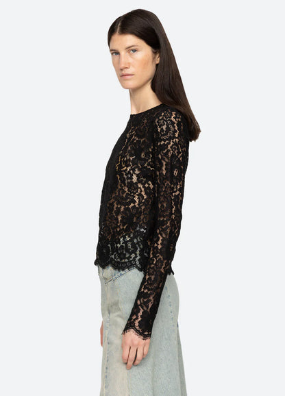 SEA NY Suzy Lace Longsleeve Top