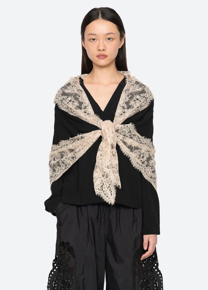 SEA NY Lisette Lace Scarf Blouse