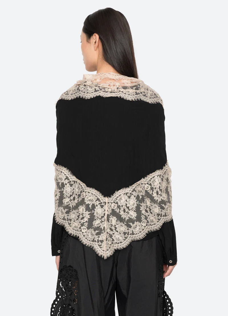 SEA NY Lisette Lace Scarf Blouse