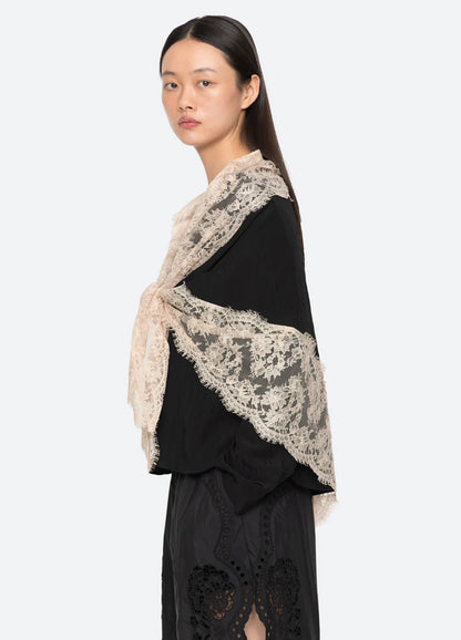 SEA NY Lisette Lace Scarf Blouse