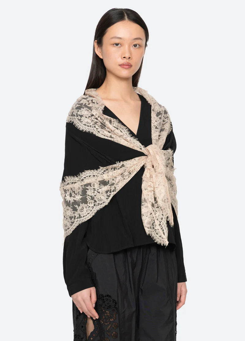 SEA NY Lisette Lace Scarf Blouse