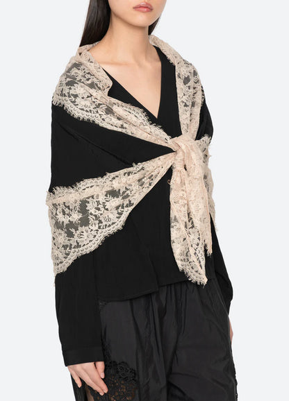 SEA NY Lisette Lace Scarf Blouse