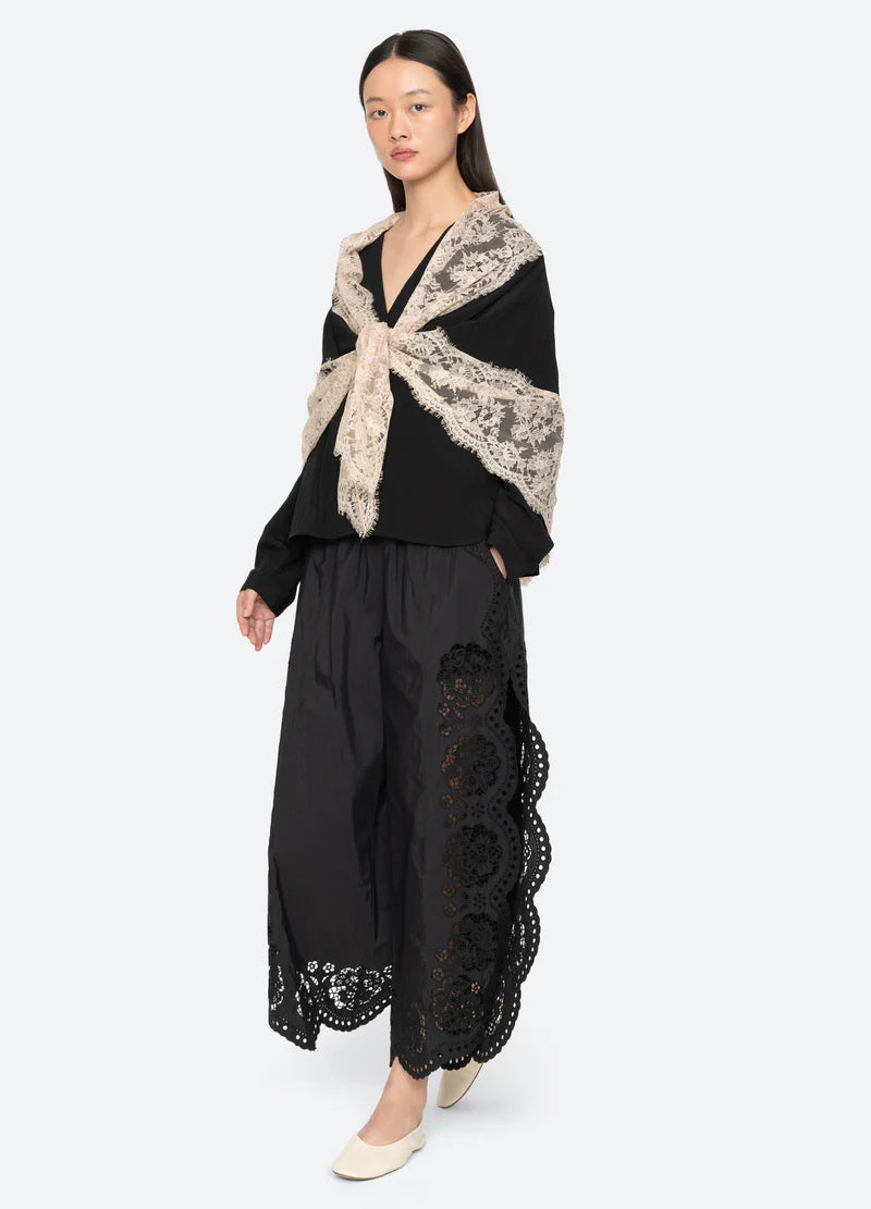 SEA NY Lisette Lace Scarf Blouse