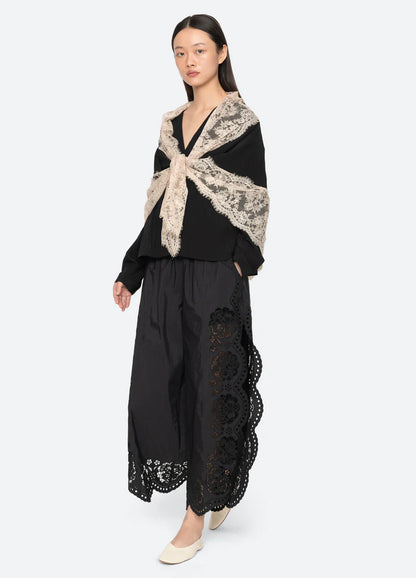 SEA NY Lisette Lace Scarf Blouse