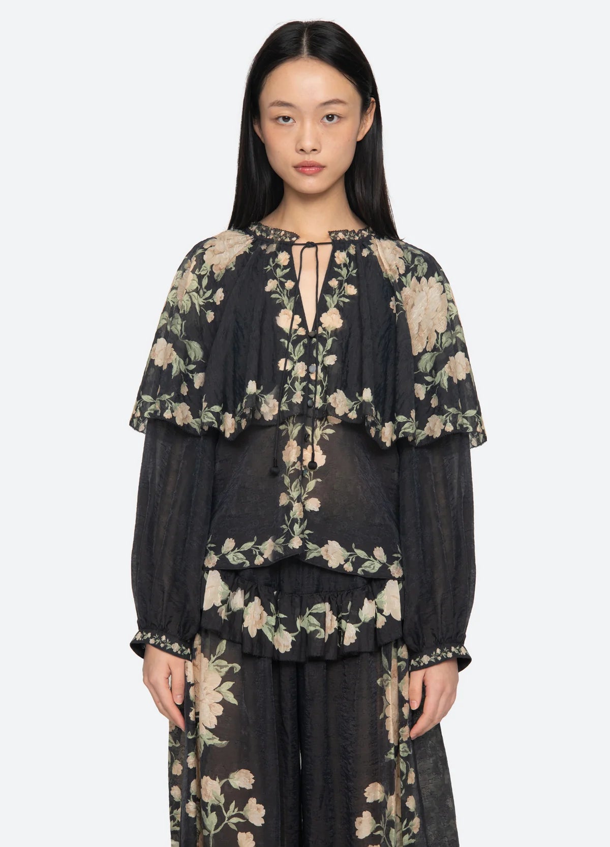 SEA NY Christina Cape Blouse