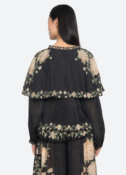 SEA NY Christina Cape Blouse