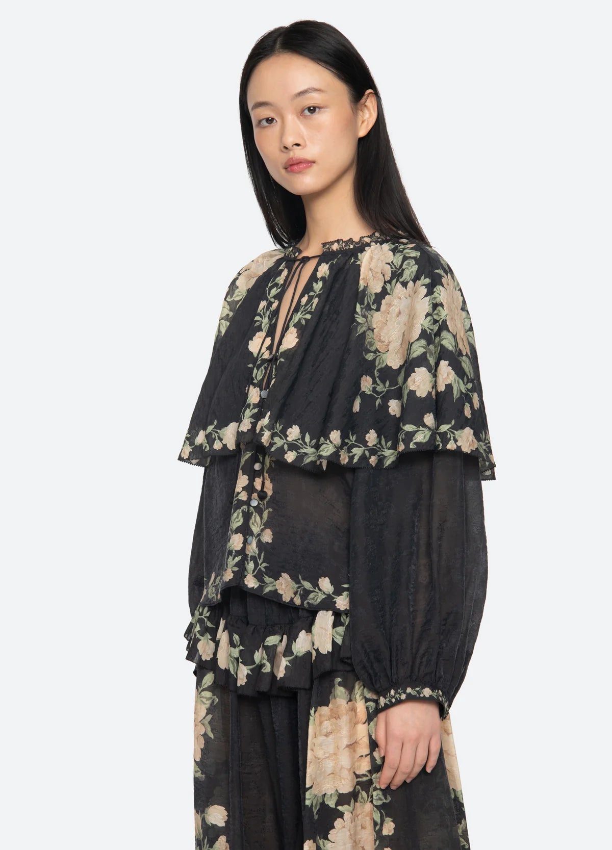 SEA NY Christina Cape Blouse