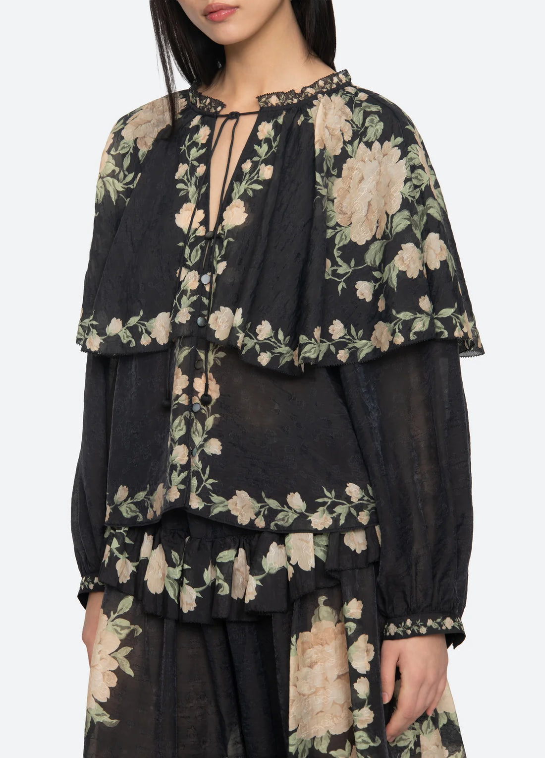 SEA NY Christina Cape Blouse