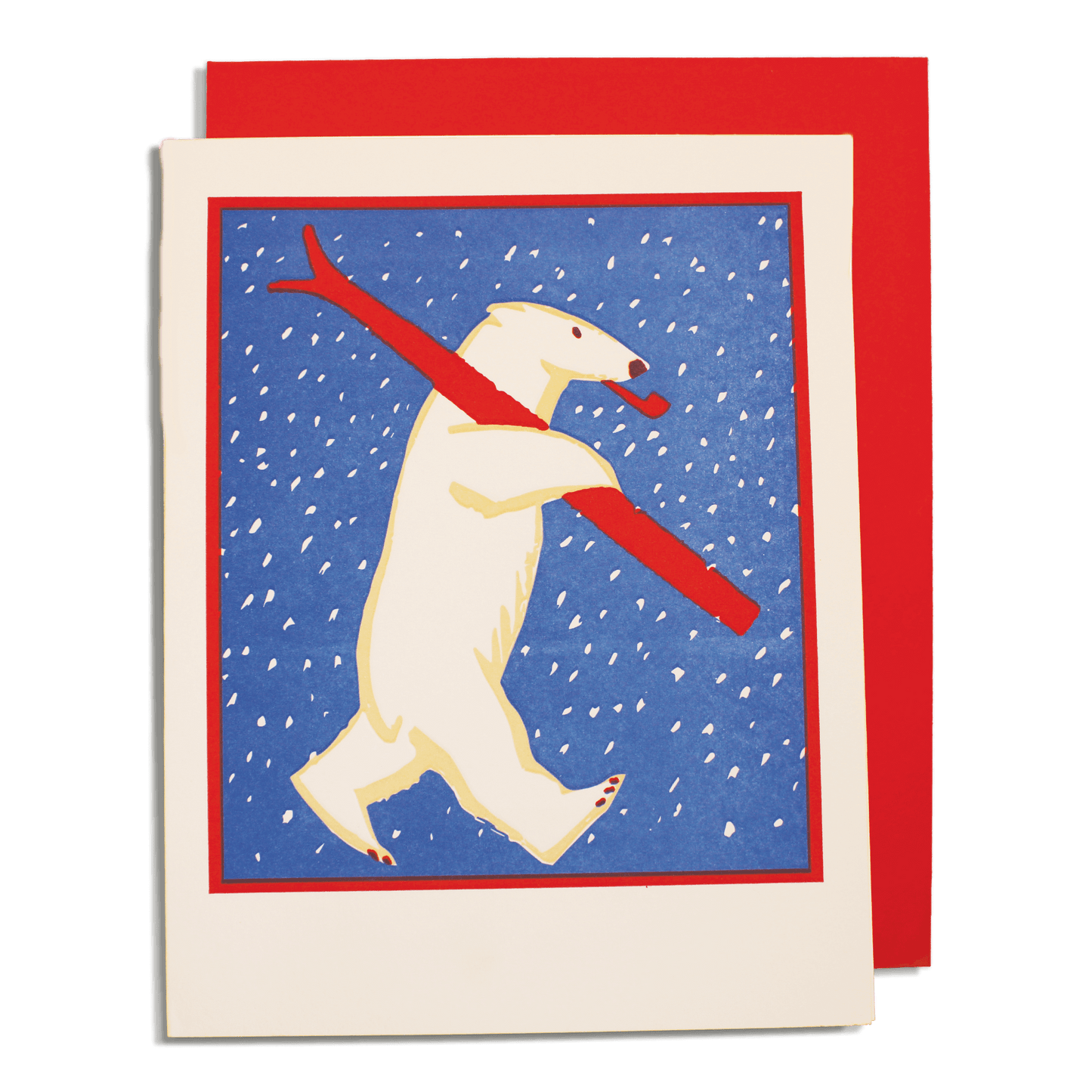 Archivist QP566 Christmas Skiing Polar Bear Card