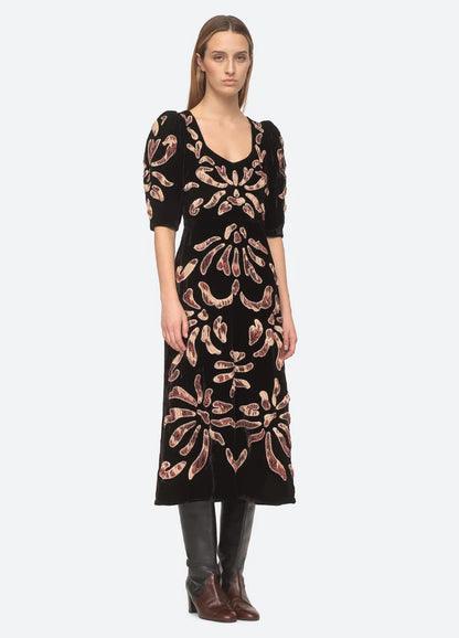 Sea NY Veda Applique Velvet Dress